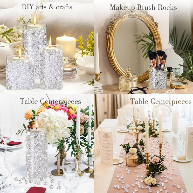 150PCS Dazzling Clear Ice Rocks,Fake Crushed Ice Rocks,Fake Gold,Plastic Gems