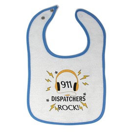 Toddler & Baby Bibs Burp Cloths Profession 911 Dispatchers Rock! Cotton Baby Items for Baby Girl & Boy White Blue Design Only