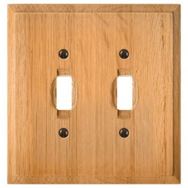 Amerelle Traditional Double Toggle Wood Wallplate in Light Oak