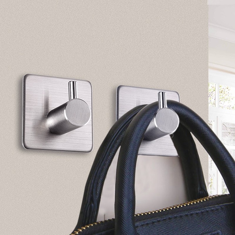Fotosnow Adhesive Towel Hooks Heavy Duty Wall Hooks Waterproof Stainless