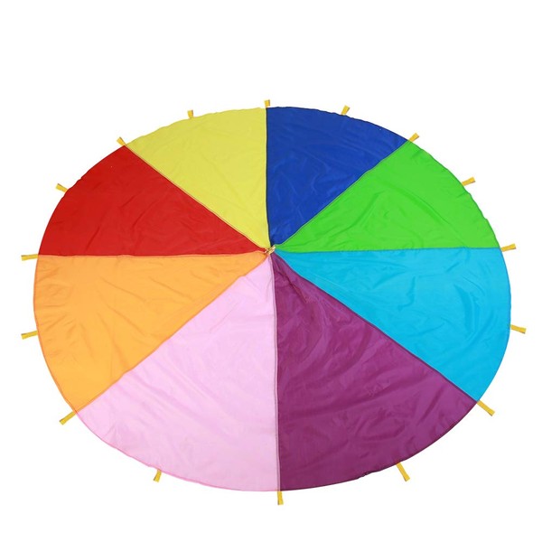 Fafeicy Rainbow Parachute, Enfants Parachute Géant Multicolore Kids Play Parachute Canopy avec 16 Poignées Jeux D'intérieur et D'extérieur et Jouet d'exercice, Parachutes (3 mètres / 9,8 Pieds)