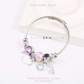 YouLuo Cute Charm Bracelet, Adjustable Stainless Steel Bracelet, Anime Cartoon Accessories Bracelets for Ladies Women Teen Girls Birthday Gift and Friendship