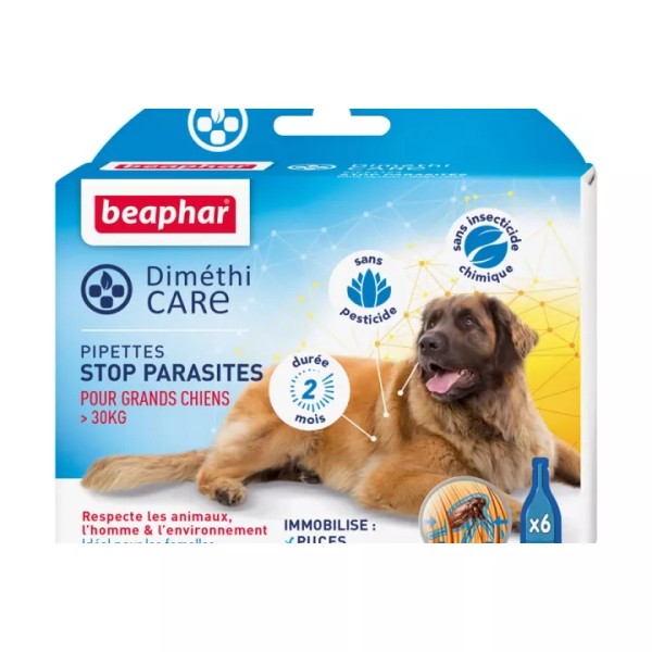 Beaphar Dimethicare 6 Pipettes Stop Parasites For Dogs, > 30