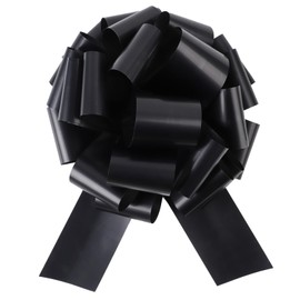 12 Inches Pull Bow 2 Pieces Gift Wrapping Pull Bow Matte Finish Ribbon Pull Bows for Christmas Wedding Baskets Valentine's Day Bows Multicolor Ribbon Bow for Gift Wrapping (Black)