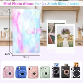 HIYQIN Mini Photo Album with 96 Pockets Compatible with 3 Inch Fuji Film Instant Mini 12 11 9 8 70 90 Instant Film Polaroid Snap PIC-300 Dream Bubble