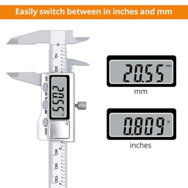 Neoteck Digital Vernier Caliper 100mm/4 Inch Stainless Steel Electronic Caliper Inch/Metric Conversion Vernier Gauge Digital for Length Width Depth Inner Diameter Outer Diameter