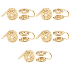 Hobbspring Pack of 10 Non-Pierced Stainless Steel Spiral Earrings, Golden Non-Piercing Earrings, Jewellery Print Earrings for Keloids Acupressure Clips, Earrings for Women and Men