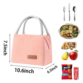 WUBAY Lunch Bags,Insulated Lunch Bag Lunch Bag Adults Cool Bag Lunch Box Lunch Bags for Women Men Reusable Insulated Leakproof Lunch Box Tote Bag for Work School Picnic Travel (#005 Pink)