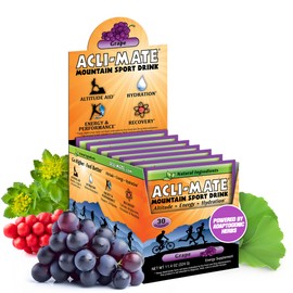 Acli-Mate Mountain Sport Drink Mix - High Altitude Acclimatization Electrolyte Powder Packets - Energy Drink Mix - Recovery Hydration Packets for Running, Hiking, Cycling, Travel & More (30 CT, Grape)