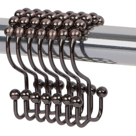 TopAAA Metal Double Glide Roller Shower Curtain Hooks Rings,100% Stainless Steel, Set of 12 (Oil Rubbed Bronze)