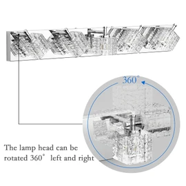 Ralbay Chrome Bathroom Vanity Light Fixtures 5 Lights Modern LED Chrome Vanity Light Over Mirror Modern Crystal Vanity Lights