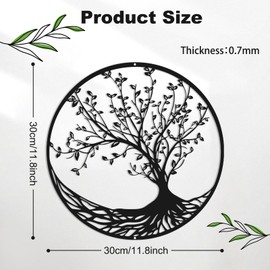 ONNIJUN Tree of Life Metal Wall Art, Black Wall Hanging Decor Sculpture Spring Ornaments Silhouette Wall Decoration for Indoor Outdoor Garden Balcony, Patio, 30cmx30cm