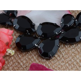 Alilang Crystal Teardrop Cluster Chunky Statement Bib Pendant Necklace, Black