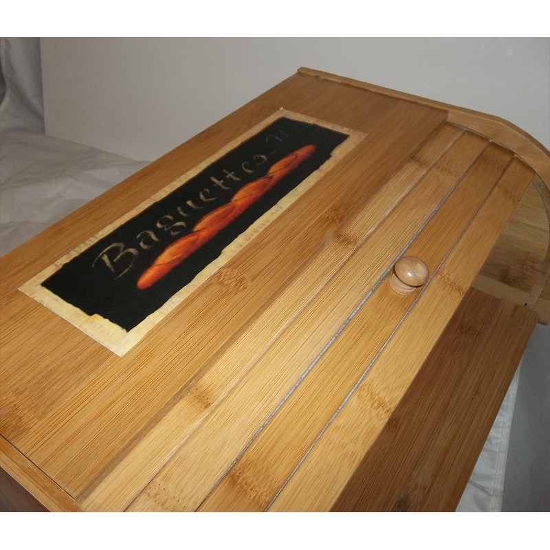 Fat Chef Bread Box Bamboo Waiter Kitchen Roll Top Bistro