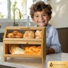 Golden Nature Double Layer Bamboo Bread Box for Kitchen Countertop,