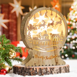 Sprinlot LED Christmas Lighting Made of Wood, LED Elk Light, Christmas Decoration Lighting, Luminous Christmas Star, Advent Winter Christmas Decoration, Window Lighting Wood for Indoor Windows Balcony