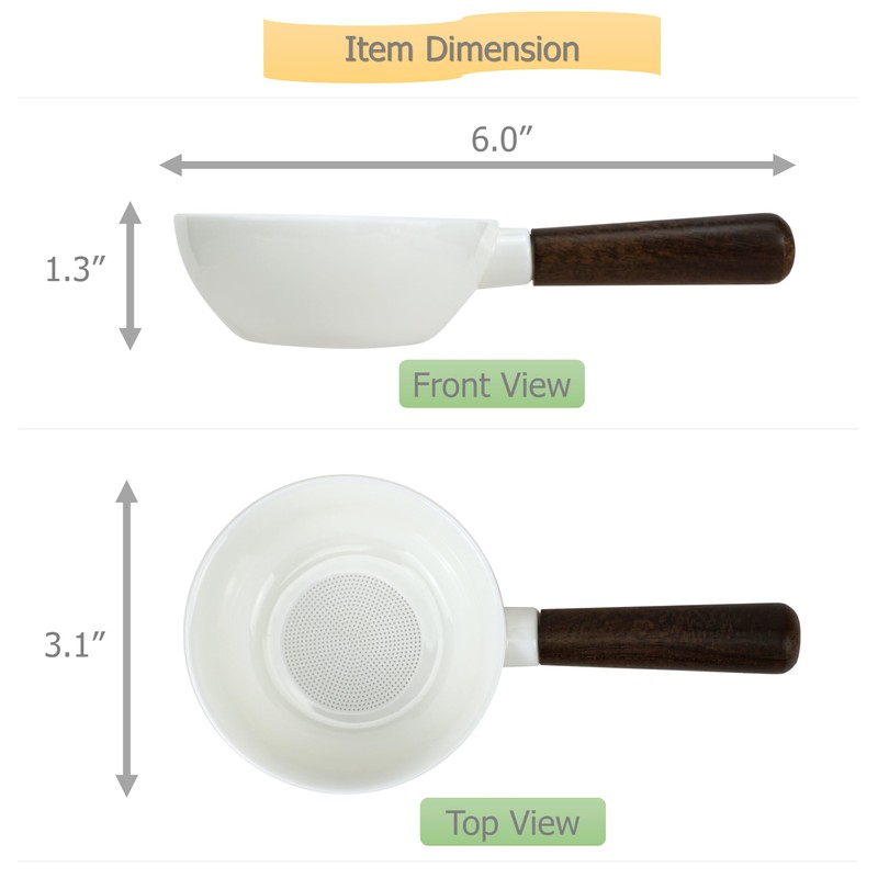 EIKS Ceramic Tea Strainer Filter with Wooden Handle for Loose