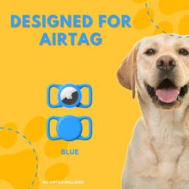 Friendly Waterproof Silicone Dog Collar Airtag Holder for Pets - Cat Collar Airtag Holder for Pets - Anti-Lost Blue Airtag Holder for Dogs and Cats