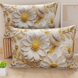 PETTI Artigiani Italiani - Coppia di Federe Cuscino 40x60 cm in Microfibra, Cuscini Arredo Camera da Letto, Divano, Salotto, Set 2 Fodere Copricuscino, Federa Floreale 05 13, 100% Made in Italy