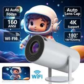Auto Focus Smart Portable Projector 4K Full 1080p With Android, WiFi 6 and Bluetooth 5.0, Office or Home Movie Projectorscolor: Black, plug: US