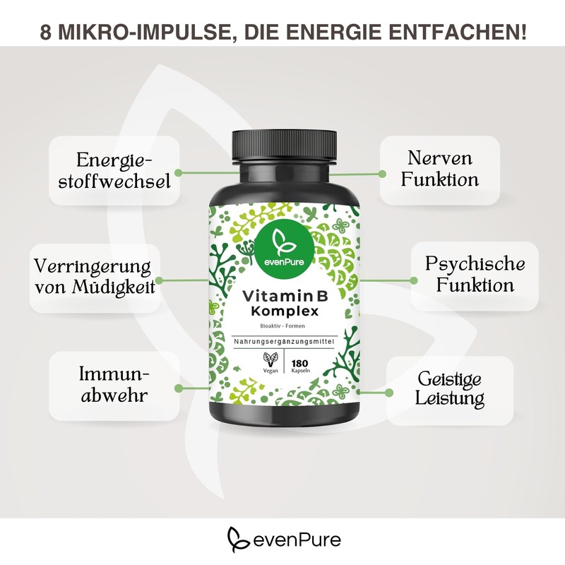 Vitamin B Complex - 180 Capsules - All 8 B