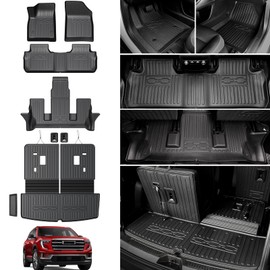 HOUCLEMIC Floor Mats Compatible with 2017-2023 GMC Acadia-All Weather Cargo Liner with Backrest Mat for GMC Acadia Denali Accessories-6 Passenger Only 2023 2022 2021