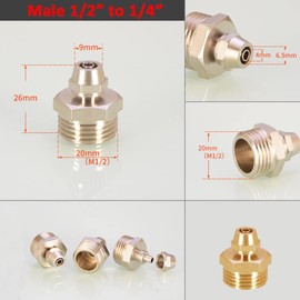 Brass Water Filter Adapter for Faucet Thread Tube Adapter for Connecting Water Filter Water Filter Pipe Hose Fitting (Screw G1/2", OD 1/4")