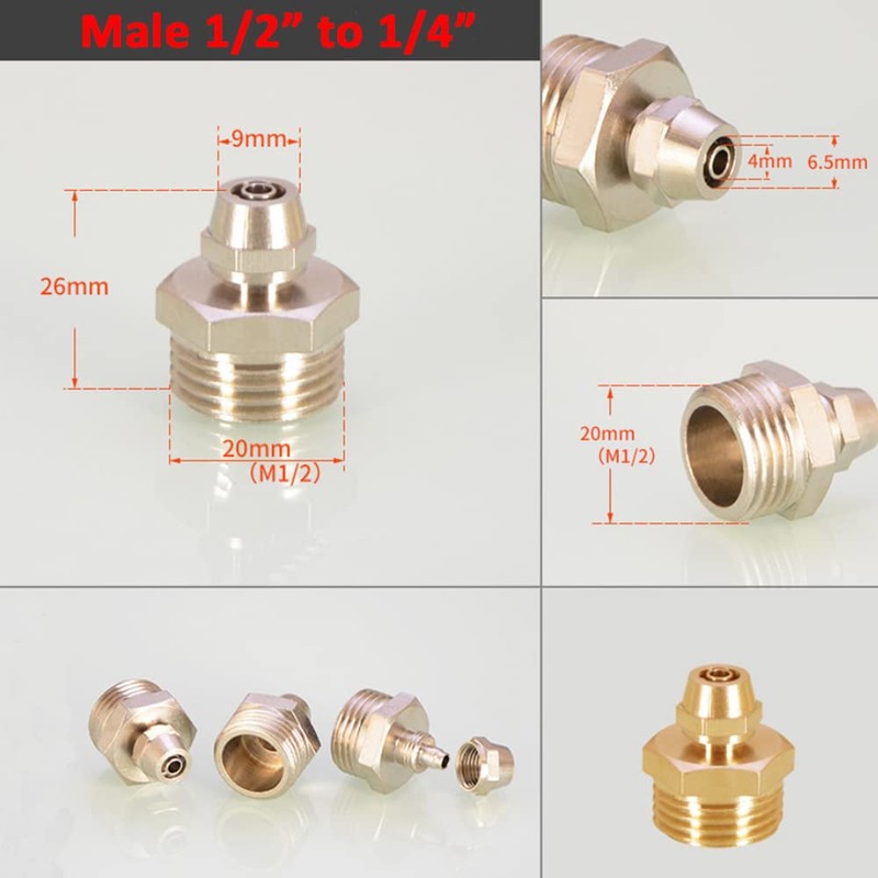Brass Water Filter Adapter for Faucet Thread Tube Adapter for