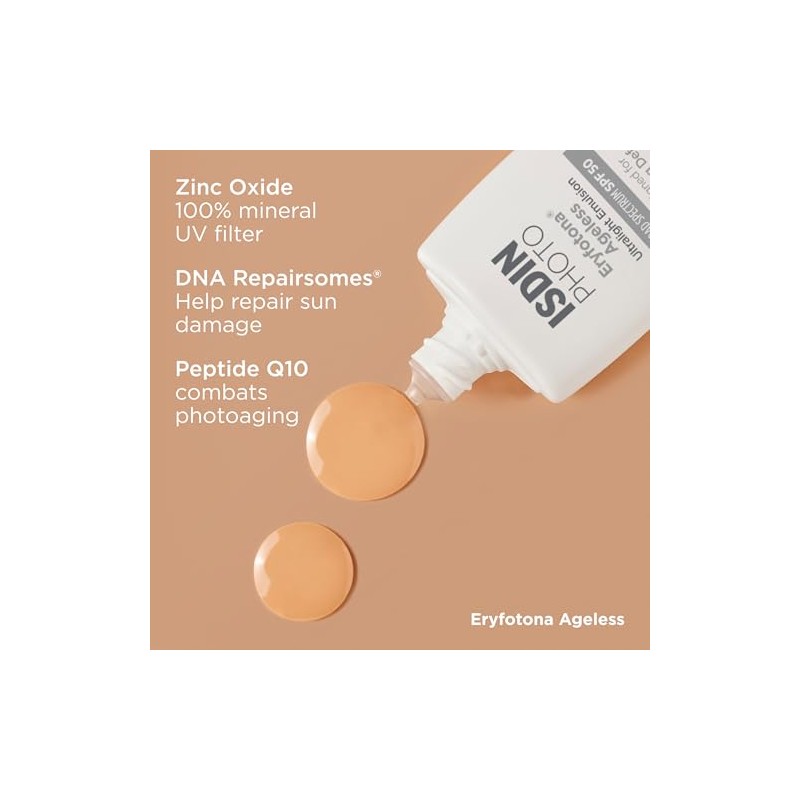 ISDIN Protector Solar Mineral Con Color Eryfotona Ageless Para Rostro,