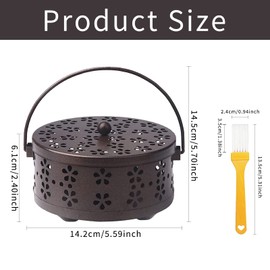 Mosquito Spiral Holder: Portable Anti Mosquito Spiral Incense Stick Holder, Classic Metal Coil Holder, Decorative Meditation Mosquito Spiral Container with Handle, Can be Used in Home, Bathroom, etc.
