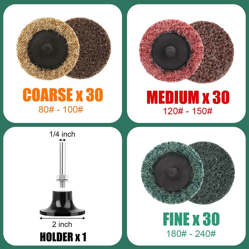 SUNJOYCO 90pcs 2 inch Quick Change Sanding Discs, Nylon Surface