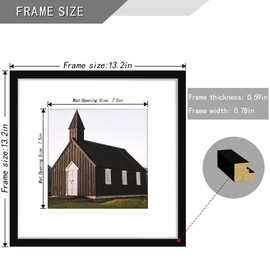 Picrit 12x12 Picture Frame Set of 4, Made of High Definition Real Glass, Display 8x8 with Mat or 12x12 Without Mat, Photo Frames for Wall Mounting Display, Black