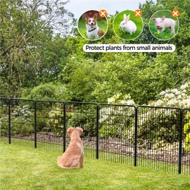 Yaheetech 24in x 31ft Decorative Garden Fence Rustproof Folding Fencing Landscape Patio Flower Bed Animal Barrier Border for Dog Outdoor Fences Black