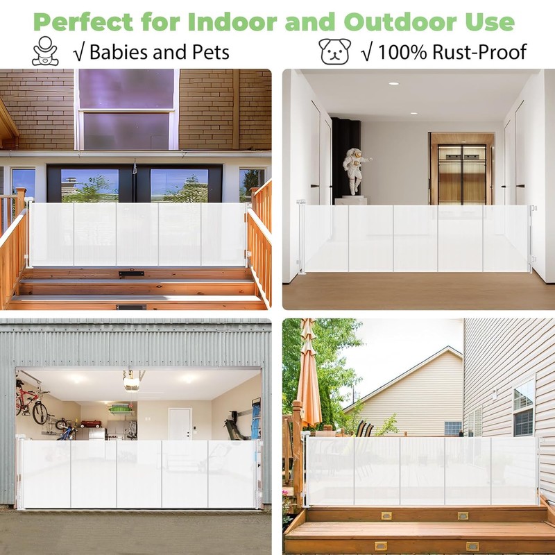 Reinforced 120 Inch Extra Long Retractable Baby & Dog Gate