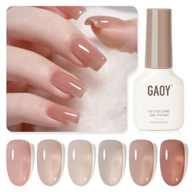 GAOY- Esmalte de uñas en gel de cuarzo rosa en gelatina de 6 colores transparentes, nude, rosa y gris, kit de esmalte en gel transparente para Sa