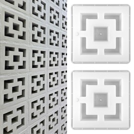 Colingmill 2 Pack Concrete Breeze Brick Molds 11.81'' Double Square Cement Furniture Hollow Brick Mold DIY Casting Reusable Cement Block Molding Wall Decorative Block Mould for Furniture Landscape