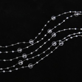 FQTANJU 200 Ft Acrylic Crystal Clear Beads String Roll, 8mm and 3mm Mixed, Party Garland Wedding Centerpieces Bridal Bouquet Crafts Decoration