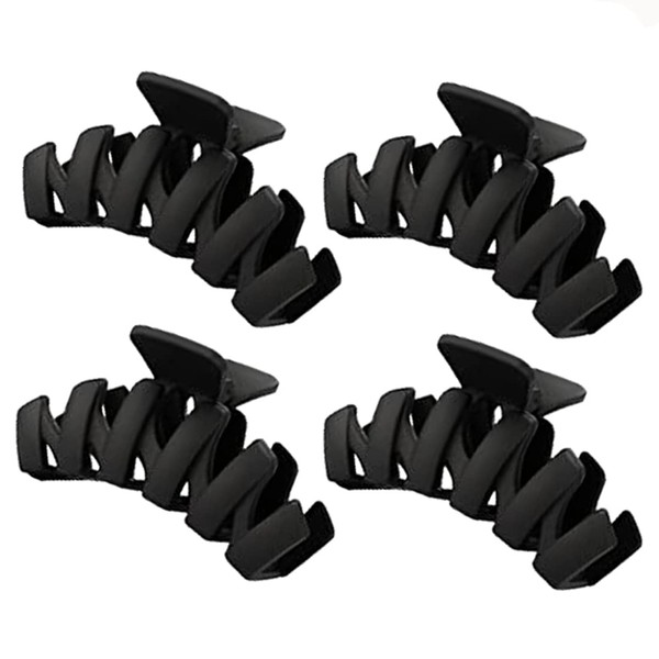 MOFEINI 4 Pack Black Hair Clips 4.33 Inch Vintage Matte Wavy Large Claw Clips Strong Hold Big Hair Clips for Women Thin Thick Hair Accessories