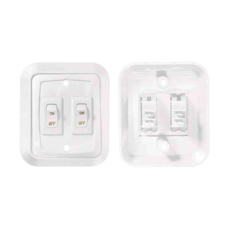 RV Designer S657, Wall Plate Switch, Double, White, 3.53" x