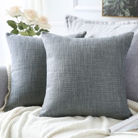 Artscope 2er Set Kissenbezug Einfarbig Wurfkissenbezug Leinen Kissenbezüge Moderne Dekokissen Kissenhülle Set Kissen Fall für Sofa Schlafzimmer Zuhause Dekor Dunkelgrau, 40x40cm