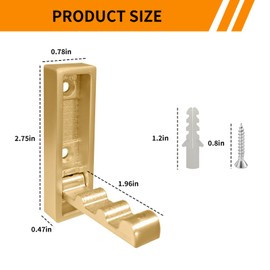 STILTOOL Heavy Duty Folding Coat Hooks 4 Pack, Foldable Wall Hooks, Folding Coat Hooks Wall Mounted, Gold Zinc Alloy Folding Wall Hooks for Hanging Coats, Hats, Towel, Scarves, Keys, Bags