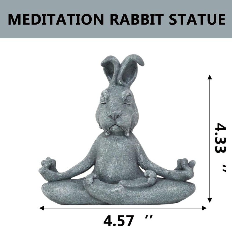 Pujipu Meditating Rabbit Statue Buddha, Zen Rabbit, Zen Garden Rabbit