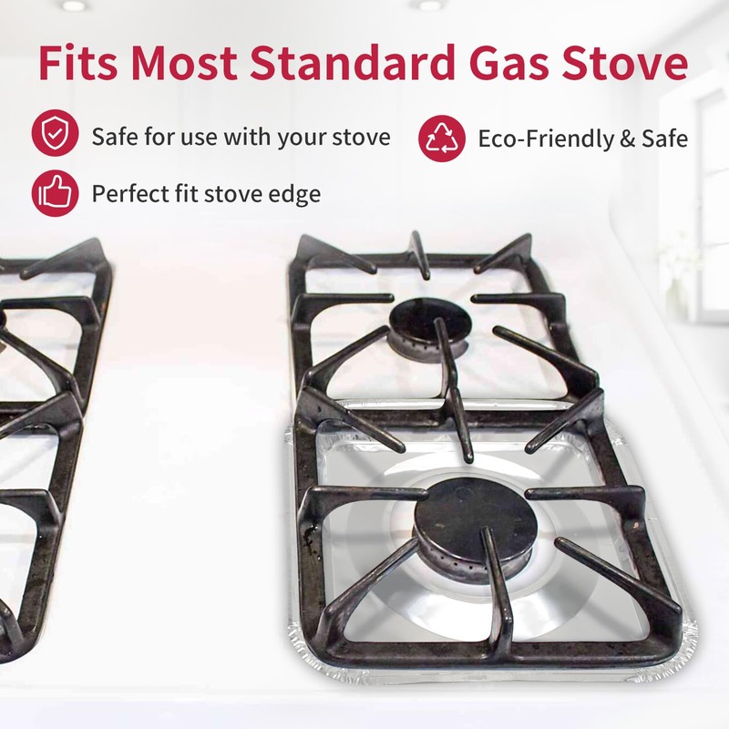 COZZIVITA Aluminum Gas Stove Burner Covers -Thicker Foil Square Burner