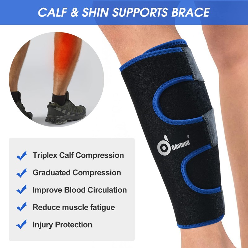 Odoland Calf Support Muscle Fibre Tear, Adjustable Calf Support Sports