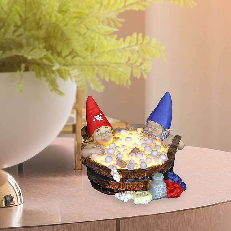 Garden Decoration Solar Garden Figures Foam Bath Gnome Statue Sculpture