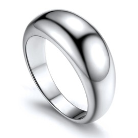 Stainless Steel Dome Bubble Ring Minimalist Stackable Wide Band Ring Statement Jewelry for Women Men