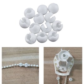 ZZLZX 12 topes para cadena de cuentas para persianas enrollables, parada de cadena con cuentas transparentes para cadena de cuentas, accesorios de cuentas de persianas, color blanco