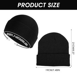 Sibba 2 Pieces Unisex Beanie Hat Soft Lightweight Winter Knit Cuffed Caps Fisherman Beanie Warm Windproof Skull Cap for Men and Women Black, One Size-XL