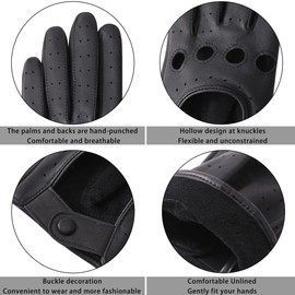 Harssidanzar Driving Leather gloves,Womens Leather Driving Gloves Unlined Upgrade,Black, L