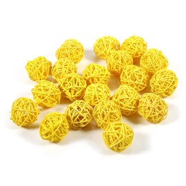 Tissting 20 Pieces Wicker Rattan Balls, 3cm Decorative Balls, Vase Centerpiece Bowls Orbs Filler House Ornament for Craft, Wedding, Party, Potpourri Decor(Yellow)